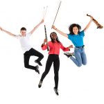 3 students - percussion, woodwind, string