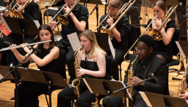 Performers from Chetham's Big Band playing their instruments