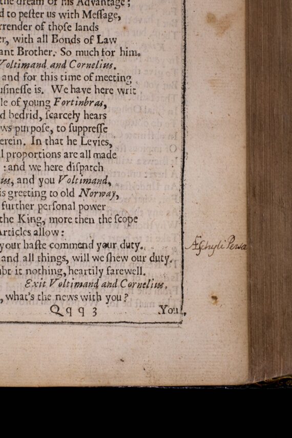 A handwritten note at the bottom of the page, which reads ‘Aeschyli Persae’.