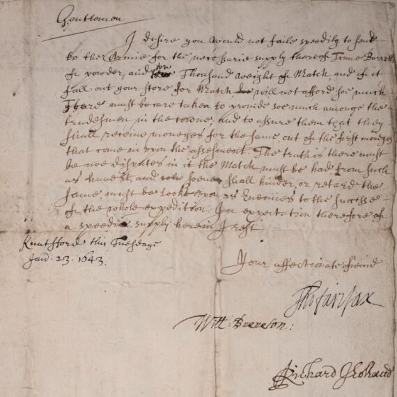 A handwritten letter in a cursive hand, beneath which are several signatures.