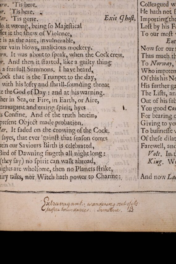 A handwritten note at the bottom of the page, which reads ‘Extravagant: wandering out of its proper boundaries’. 