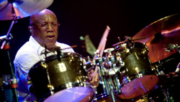 Jazz artist Billy Cobham playing the drums
