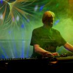 Musician Mark Jenkins playing the Moog Sythesizer