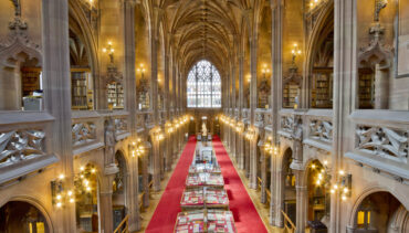 Gothic architecture in interior of John Rylands Library