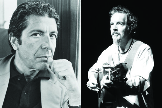 Black and white photos - left Leonard Cohen, right Keith James