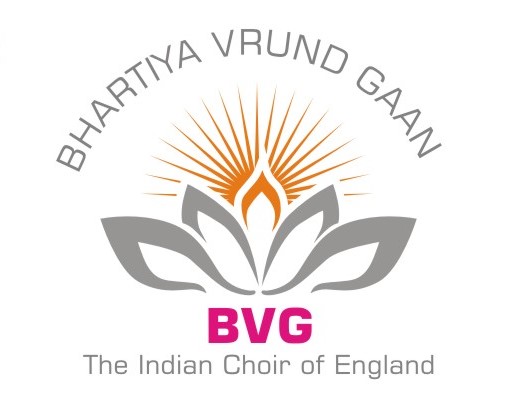 Logo reads Bharatiya Vrund Gaan, BVG: the Indian choir of England 