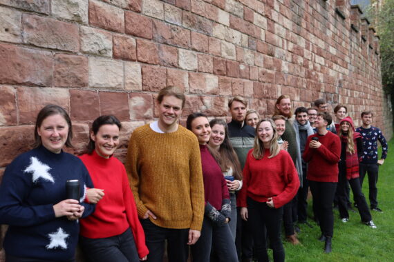 Members of Kanto chamber choir in Christmas-themed jumpers