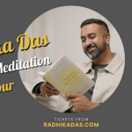 Text reads Radhika Das Mantra Meditation Tour