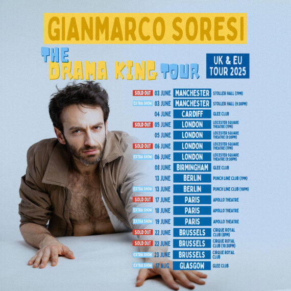 Tour poster for Comedia Gianmarco Series - The Drama King Tour UK 2025