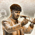Singer Chand Ali Khan with microphone